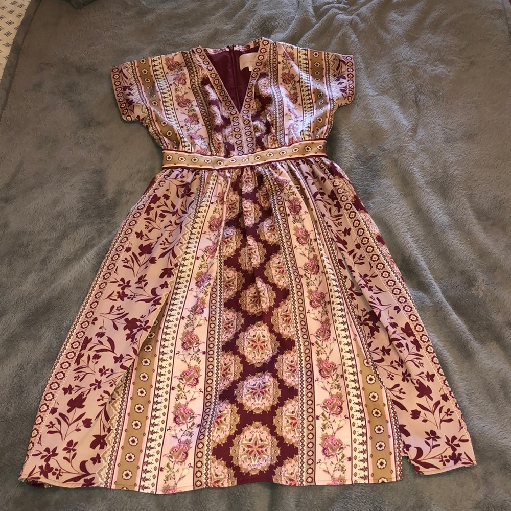 Silky floral midi dress